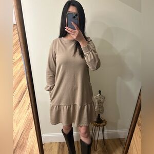Tan Long Sleeve Dress